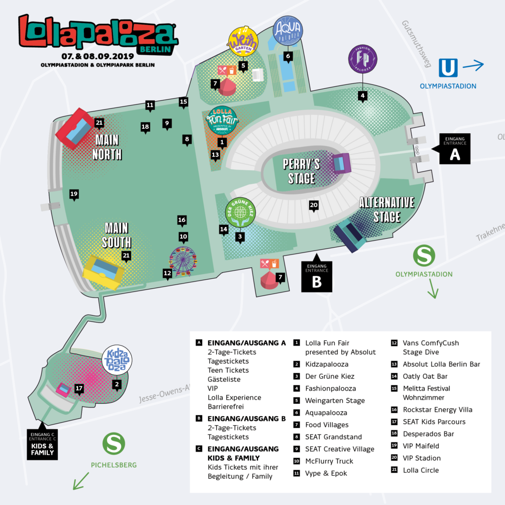 Lageplan Lollapalooza 2019