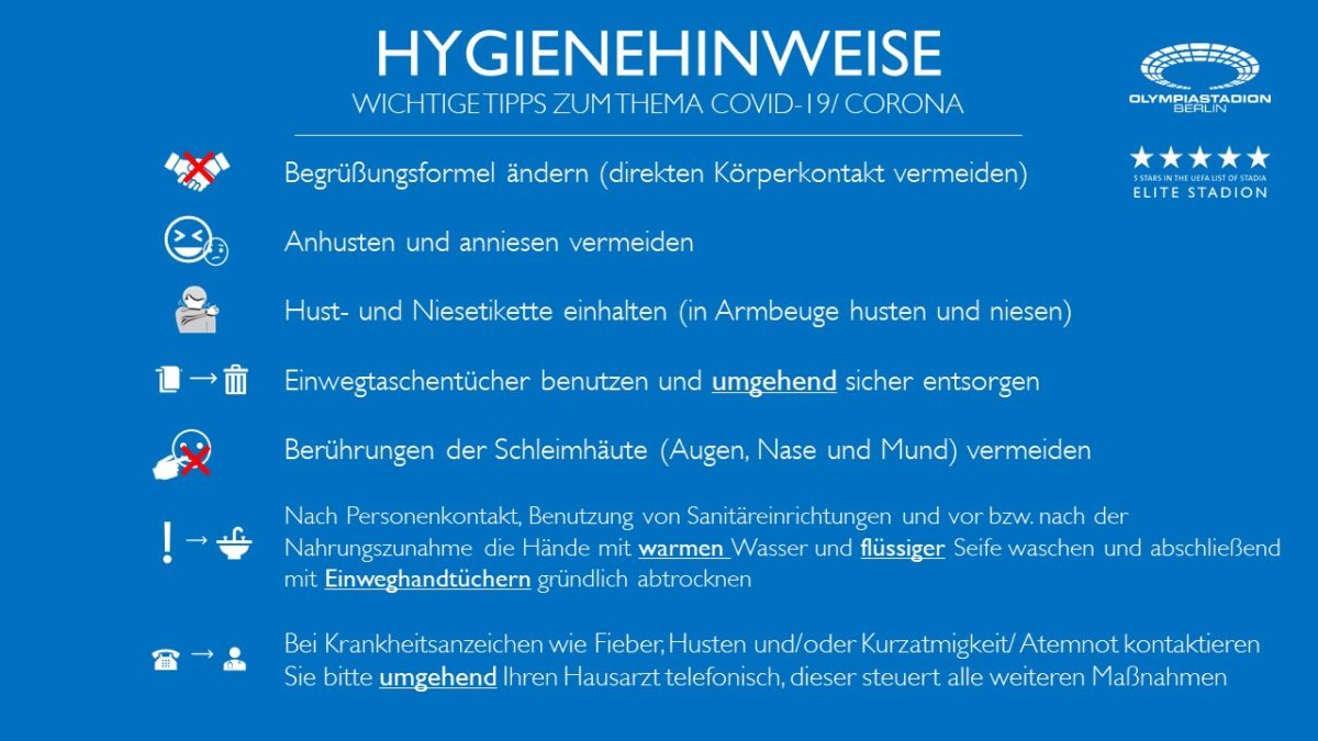 Hygienehinweise Corona DEUTSCH